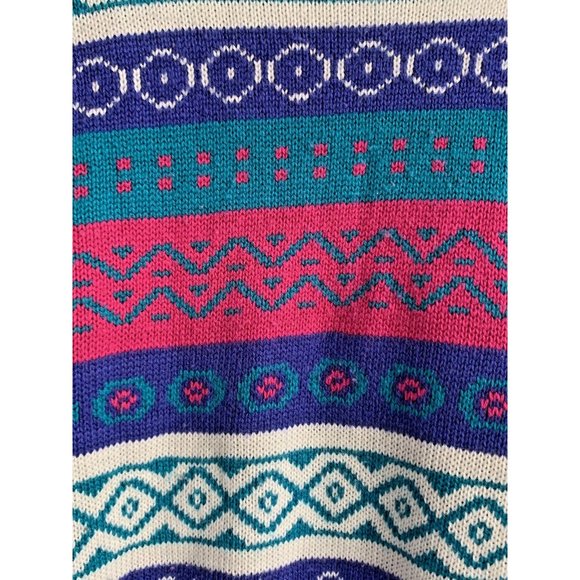 Retro Separate Scene Knit L. Sleeve Sweater Fair Isle Multicolour Size Small - Picture 2 of 6